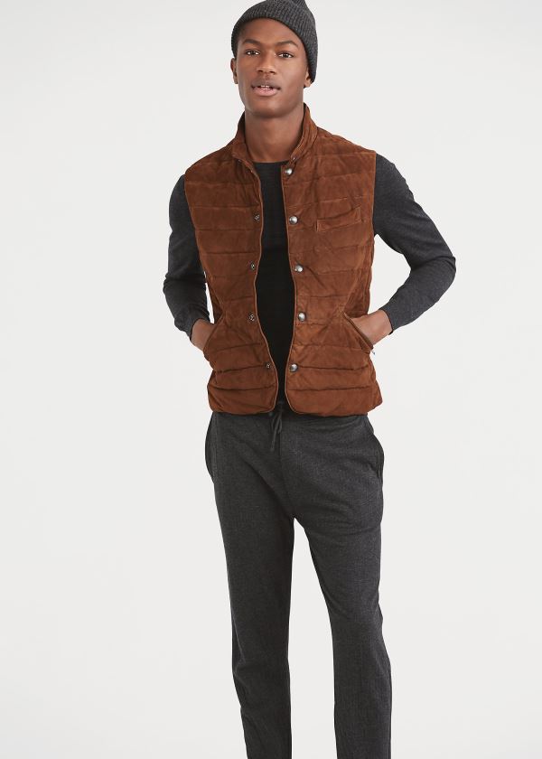 Polo Ralph Lauren Quilted Suede Veste Herre Danmark (ZPUTI4860)